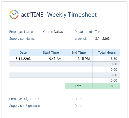 Weekly Timesheet Excel Template from projectspreadsheet.com